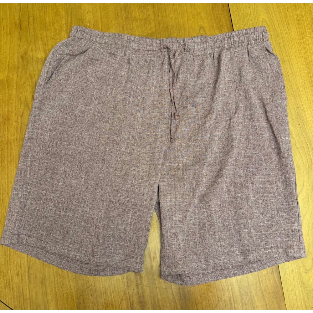 Coofandy Mens Casual Linen Look Elastic Drawstring Shorts Burgundy XL